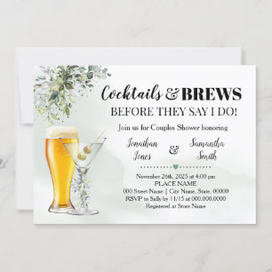 Eucalyptus Greenery Cocktails & Brews Shower Invit Inbjudningar