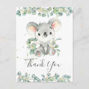 Eucalyptus Greenery Cute Koala Birthday Tack Vykort