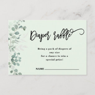 Eucalyptus Greenery Diaper Raffle Baby Shower Tilläggskort