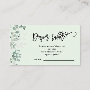 Eucalyptus Greenery Diaper Raffle Baby Shower Tilläggskort