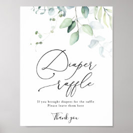 Eucalyptus Greenery Diaper Raffle Sign Poster