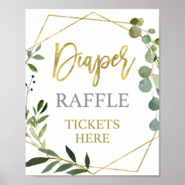 Eucalyptus Greenery Diaper Raffle-skylt Poster