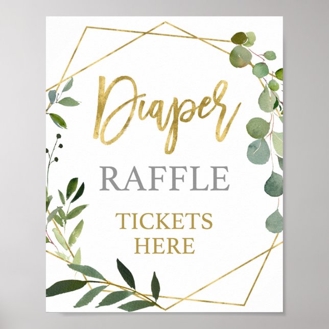 Eucalyptus Greenery Diaper Raffle-skylt Poster (Framsidan)
