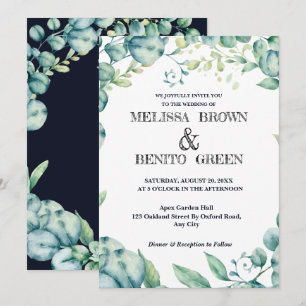 Eucalyptus Greenery Elegant Blommigt Bröllop Inbjudningar