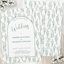 Eucalyptus Greenery Elegant bröllop Inbjudningar