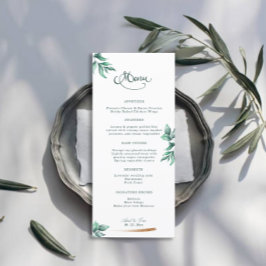 Eucalyptus Greenery Elegant Bröllop Meny