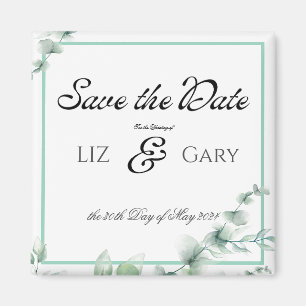 Eucalyptus Greenery Elegant bröllop Spara datumet Magnet
