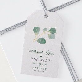 Eucalyptus Greenery Elegant bröllop Tack Presentetikett