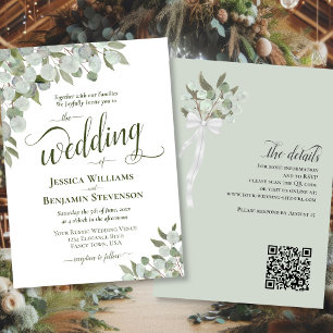 Eucalyptus & Greenery Elegant QR Code Bröllop Inbjudningar