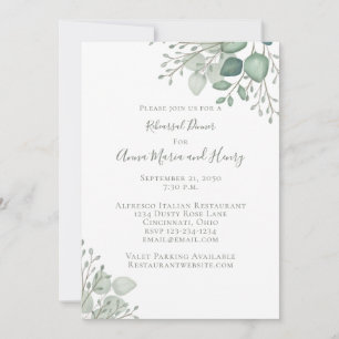 Eucalyptus Greenery Elegant Rehearsal Middag Inbjudningar