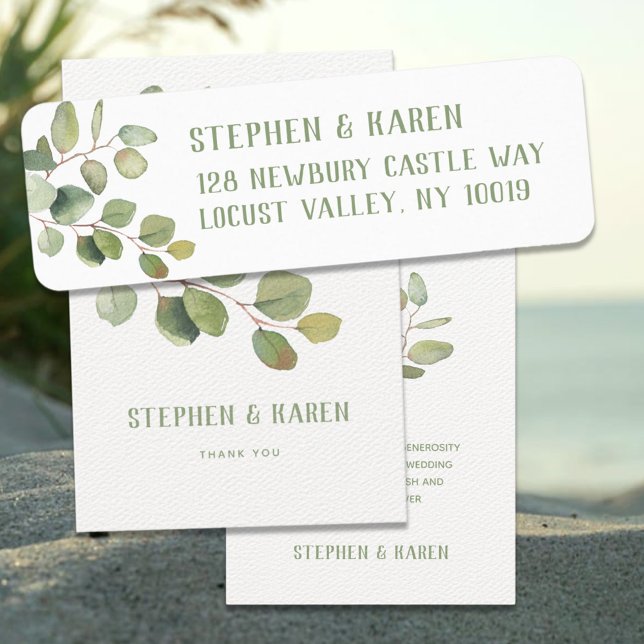 Eucalyptus Greenery Elegant Return-adressetikett Returadress Etikett (Skapare uppladdad)
