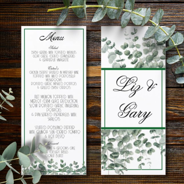 Eucalyptus Greenery Eleganten Botanical Boho Menu Program (Skapare uppladdad)