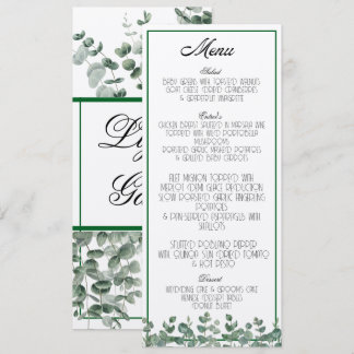 Eucalyptus Greenery Eleganten Botanical Boho Menu Program