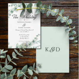 Eucalyptus Greenery Eleganten Botanical Bröllop Inbjudningar