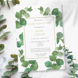 Eucalyptus Greenery Firande of Life Funeral Inbjudningar