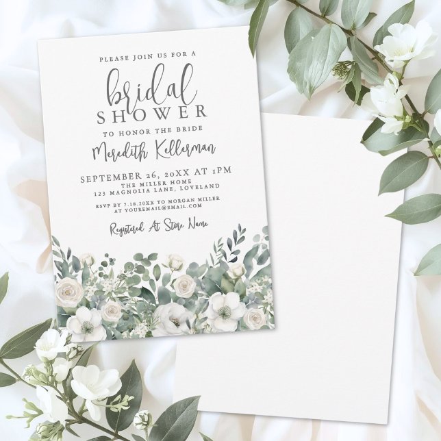 Eucalyptus Greenery Floral Bridal Shower Inbjudningar (Eucalyptus Greenery Floral Bridal Shower Invitation)