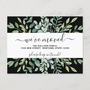 Eucalyptus Greenery Flytta Announcement Postcard Meddelande Vykort