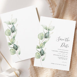 Eucalyptus Greenery Foliage Script Bröllop Spara Datumet