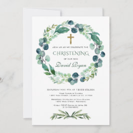 Eucalyptus Greenery Foliage Wandeans Christening Inbjudningar