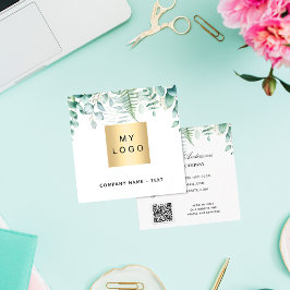 Eucalyptus greenery forest fern QR-logotyp Fyrkantigt Visitkort