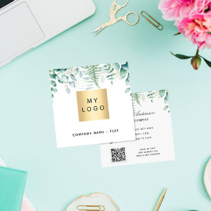 Eucalyptus greenery forest fern QR-logotyp Fyrkantigt Visitkort