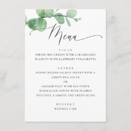 Eucalyptus Greenery Garden Wedding. Elegant Script Meny