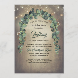 Eucalyptus Greenery Garland Rustic Birthday Inbjudningar