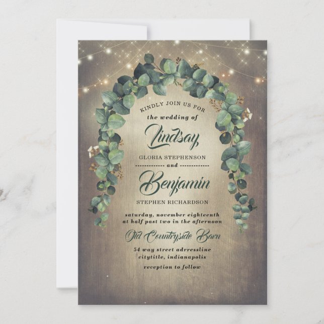 Eucalyptus Greenery Garland Rustic Bröllop Inbjudningar (Framsida)