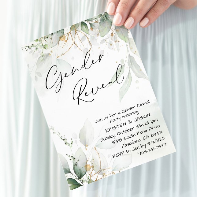 Eucalyptus Greenery Gender Reveal Party Inbjudningar (Skapare uppladdad)