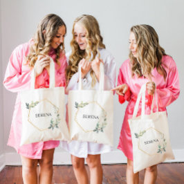 Eucalyptus Greenery Geometric Bridesmaid Namn Tygkasse