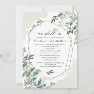 Eucalyptus Greenery Geometric Bröllop Vow Renewal Inbjudningar