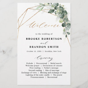 Eucalyptus Greenery Geometric Bröllopsprogram