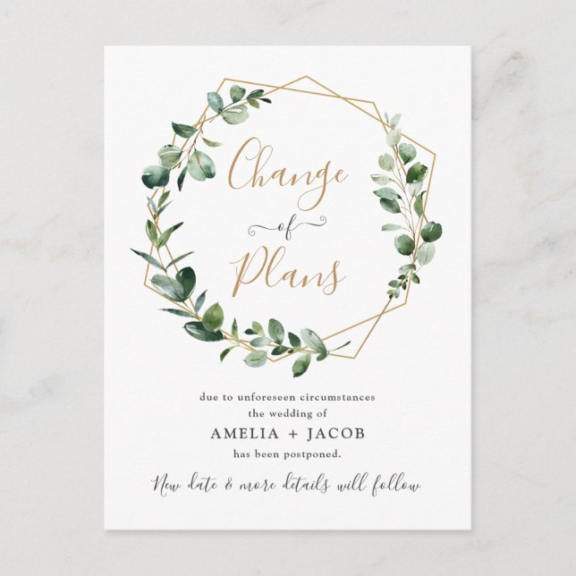 Eucalyptus Greenery Geometric Change of Plans Vykort (Framsida)