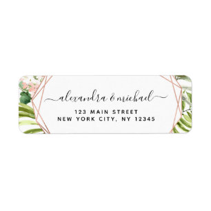 Eucalyptus Greenery Geometric Elegant bröllop Returadress Etikett