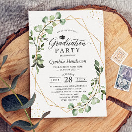 Eucalyptus Greenery Geometric Graduation Party Inbjudningar