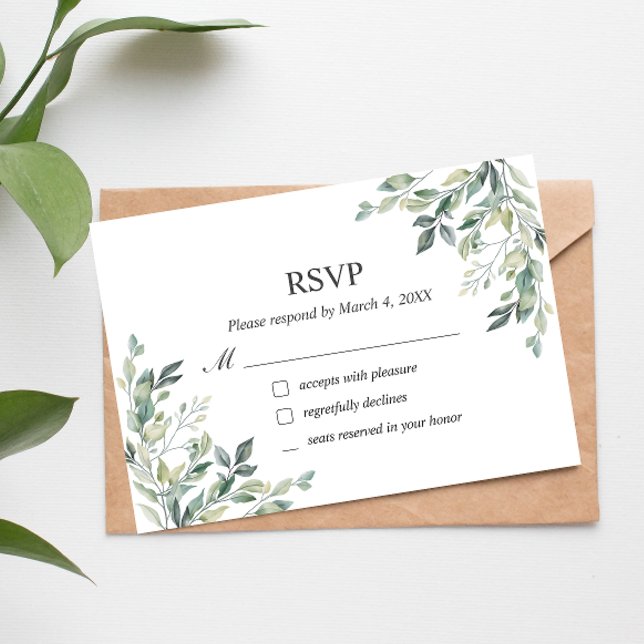Eucalyptus Greenery Geometric OSA kort (Skapare uppladdad)