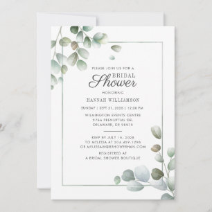 Eucalyptus Greenery Geometric Rustic Möhippa Inbjudningar