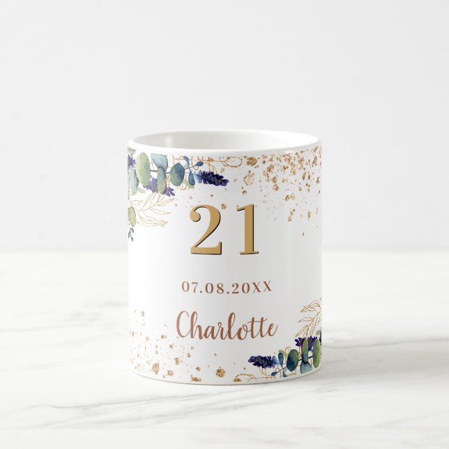 Eucalyptus greenery glitter monogram kaffemugg (Center)