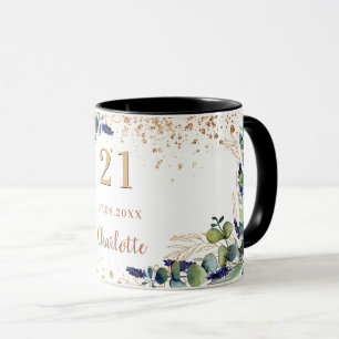 Eucalyptus greenery glitter monogram mugg