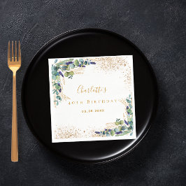 Eucalyptus greenery glitter monogram pappersservett