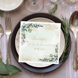 Eucalyptus greenery glitter monogram pappersservett