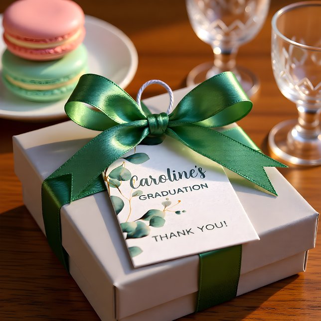 Eucalyptus Greenery Grad Party Presentetikett (Skapare uppladdad)