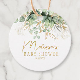 Eucalyptus Greenery Grönt Löv & Guld Baby Shower Gåvor Etiketter