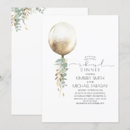 Eucalyptus Greenery Guld Balloon Rehearsal Middag Inbjudningar