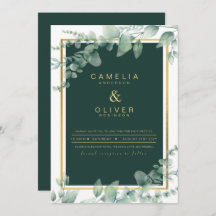 Eucalyptus Greenery Guld Emerald Bröllop QR CODE