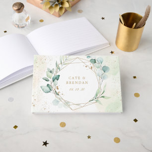 Eucalyptus Greenery Guld Geometric Elegant bröllop Gästböcker