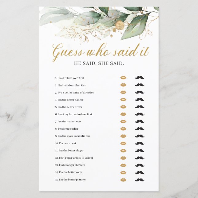 Eucalyptus greenery guld gissa vem som sa att det  (Framsida)