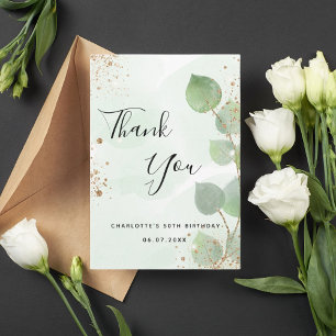 Eucalyptus greenery guld glitter-sparkler tack kort