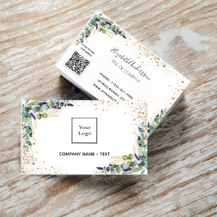 Eucalyptus greenery guld logotyp QR kod Visitkort