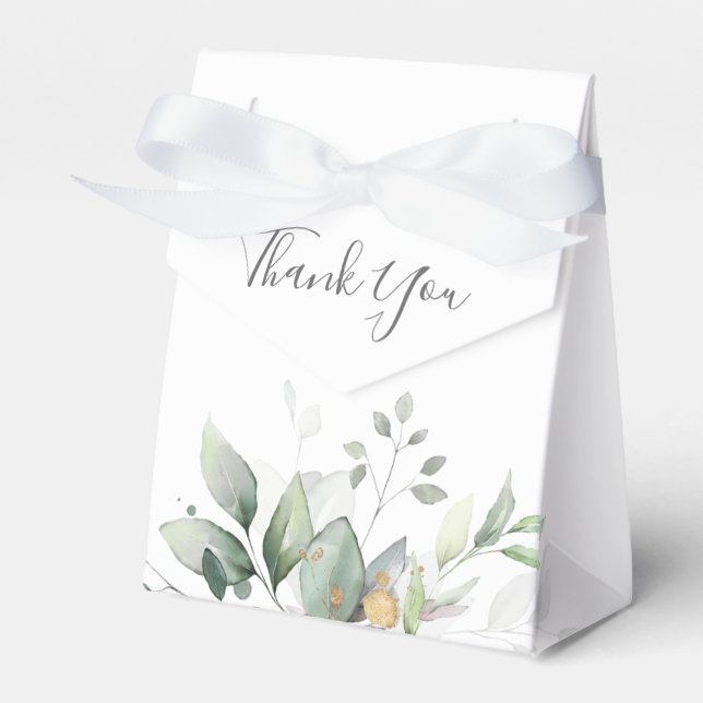 Eucalyptus Greenery Guld Löv Elegant bröllop Presentaskar (Framsidan Sidan)